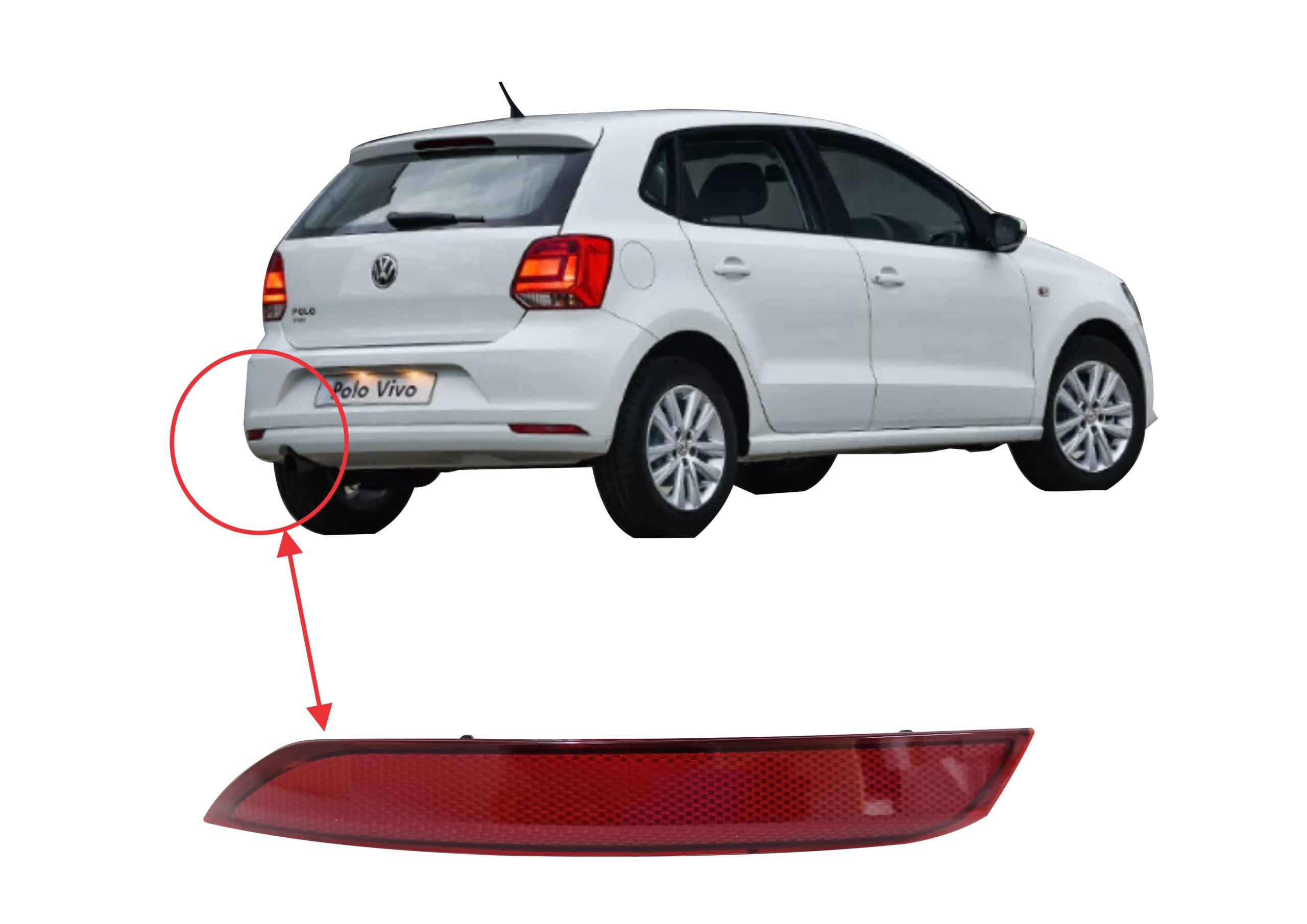 VW Polo Vivo II Hatchback - Left Side - Rear Bumper Reflectors - 2018+ - Image 2